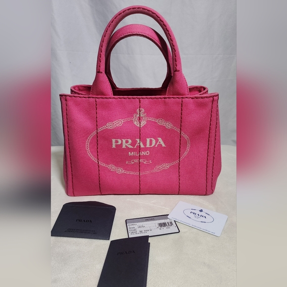 Prada Canapa small size. D rings present to add shoulder/crossbody strap. - Picture 1 of 16